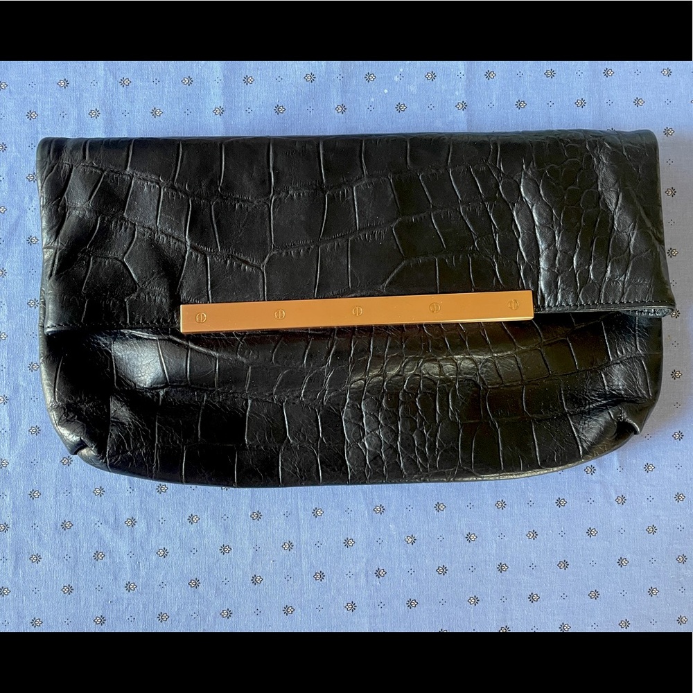 RARE Joie black “helena” clutch croc embossed leather. WORN ONCE.
